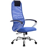 Кресло руководителя Метта "S-B" S-BK-8 CH, ткань-сетка синяя №23, спинка-сетка, топ-ган