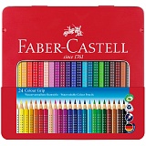 Карандаши цветные Faber-Castell "Grip", 24цв., трехгран., заточен., метал. упак.