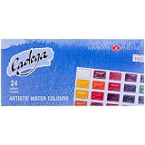 Акварель Ладога, художественная, 24 цвета, кюветы, картон