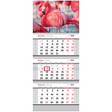 Календарь квартальный 3 бл. на 3 гр. OfficeSpace "Фламинго", с бегунком, 2021г.