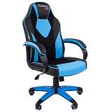 Кресло игровое Chairman "Game 17", экокожа черная/голубая, ткань TW черная, механизм качания