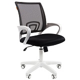 Кресло оператора Chairman 696 white, ткань черная/сетка черная, механизм качания, белый пластик