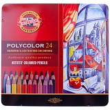 Карандаши цветные художественные Koh-I-Noor "Polycolor" 24цв., заточен., метал. пенал