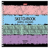 Скетчбук-тетрадь 80л 170*170мм на гребне Hatber "Simply Colours", 120г/м2, с твердой обложкой