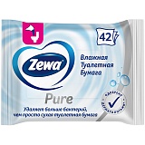 Бумага туалетная влажная Zewa "Pure", 42шт./пач., без спирта, цефленовый пакет