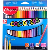 Карандаши цветные Maped "Color Peps", 24цв., трехгран., заточен., картон, европодвес