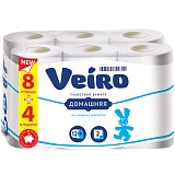 Бумага туалетная Veiro "Домашняя" 2-слойная, 12шт., тиснение, белая