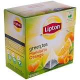Чай Lipton "Green Mandarin Orange", зеленый, 20 пакетиков-пирамидок по 1,8г