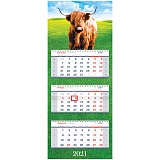 Календарь квартальный 3 бл. на 3 гр. OfficeSpace Premium "Символ года", с бегунком, 2021г.