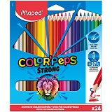 Карандаши цветные пластиковые Maped "Color'Pepes Strong" 24цв.,трехран., заточен., картон, европ.