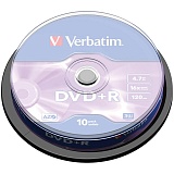 Диск DVD+R 4.7Gb Verbatim 16x Cake Box (10шт)