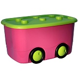 Ящик для игрушек Idea "Моби" на колёсах, 44л, с крышкой, 41,5*32*60см, малиновый