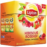 Чай Lipton "Hibiscus Rosehip", травяной с гибискусом и шиповником, 20 пакетиков-пирамидок по 1,8г