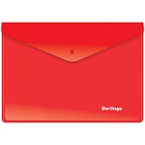 Папка-конверт на кнопке Berlingo, A5+, 180мкм, красная
