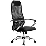 Кресло руководителя Метта "S-B" S-BK-8 CH, ткань-сетка черная №20, спинка-сетка, топ-ган