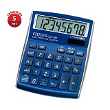 Калькулятор настольный Citizen CDC-80BLWB, 8 разрядов, двойное питание, 109*135*25мм, синий