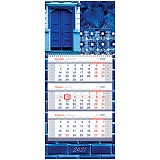Календарь квартальный 3 бл. на 1 гр. OfficeSpace Mini premium "Classic blue", с бегунком, 2021г.