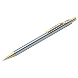 Ручка шариковая Berlingo "Silver Premium" синяя, 0,7мм, корпус хром/золото, кнопочн., пласт. футляр
