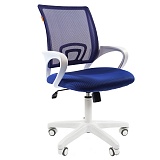 Кресло оператора Chairman 696 white, ткань синяя/сетка синяя, механизм качания, белый пластик