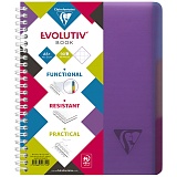 Бизнес-тетрадь 90л., А5+, клетка на гребне Clairefontaine "Evolutiv'Book", 90г/м2, пластик. обложка, фиолетовая