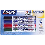 Набор маркеров для белых досок Crown "Multi Board" 4цв., пулевидный, 3мм, блистер