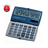 Калькулятор карманный Citizen CTC-110WB, 10 разрядов, двойное питание, 63*106*14мм, серебристый