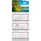 Календарь квартальный 3 бл. на 3 гр. OfficeSpace "Природа России", с бегунком, 2021г.