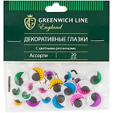 Материал декоративный Greenwich Line "Глазки", с цветными ресничками, ассорти, 20шт.