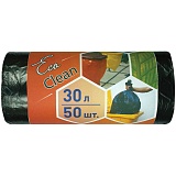 Мешки для мусора  30л КБ "Ecoclean" ПНД, 48*55см, 6мкм, 50шт., черные, в рулоне