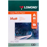 Бумага А4 для стр. принтеров Lomond, 130г/м2 (100л) мат.дв.