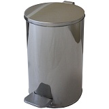 Ведро-контейнер для мусора (урна) Титан, 10л, с педалью, круглое, металл, хром