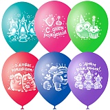Воздушные шары,  50шт., M10/25см, Поиск "Зверушки-Игрушки С Днем Рождения", пастель+декор