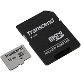 Карта памяти Transcend MicroSDHC 16Gb, Class 10 UHS-I U-1, скорость чтения 95Мб/сек (с адаптером SD)