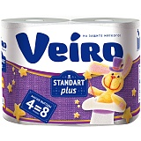 Бумага туалетная Veiro "Standart Plus" 2-слойная, 4шт., тиснение, белая