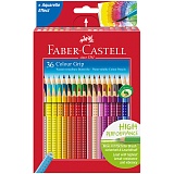 Карандаши цветные Faber-Castell "Grip", 36цв., трехгран., заточен., картон., европодвес