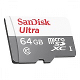 Карта памяти SanDisk MicroSDHC Ultra 64GB, Class 10, скорость чтения 80Мб/сек