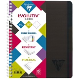 Бизнес-тетрадь 90л., А5+, клетка на гребне Clairefontaine "Evolutiv'Book", 90г/м2, пластик. обложка, черная