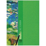 Скетчбук-тетрадь 100л. А5 на гребне BG "Green book", 80г/м2, тв.обл.,мат. лам., салатовый тон. блок