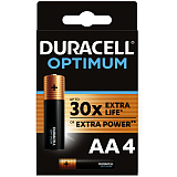 Батарейка Duracell Optimum AA (LR6) алкалиновая, 4BL