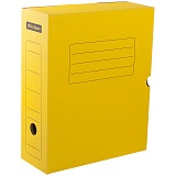 Короб архивный с клапаном OfficeSpace, микрогофрокартон, 100мм, желтый, до 900л.