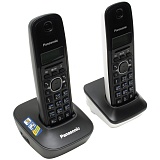 Телефон беспроводной Panasonic KX-TG1612RU1, 2 трубки, монохром. дисп, АОН, 50 номеров, черный/белый