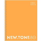 Тетрадь 80л., А5, клетка на гребне Hatber "NEWtone Neon. Оранжевая", 80г/м2,пластик.обложка,перфор.