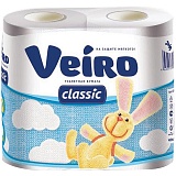 Бумага туалетная Veiro "Classic" 2-слойная, 4шт., тиснение, белая