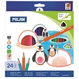 Карандаши цветные Milan "231", 24цв., трехгран., заточен., картон, европодвес