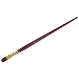 Кисть художественная синтетика бордовая Гамма "Вернисаж", плоскоовальная №12, длинная ручка
