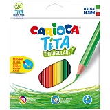 Карандаши цветные пластиковые Carioca "Tita", 24цв., трехгран., заточен., картон, европодвес