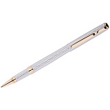 Ручка-роллер Delucci "Celeste", синяя, 0,6мм, цвет корпуса - серебро/золото, поворот., подар.уп.