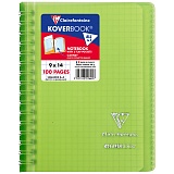 Записная книжка А6 50л. на гребне Clairefontaine "Koverbook", 90г/м2, пластик. обложка, карман, зеленая