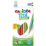 Карандаши цветные пластиковые Carioca "Tita", 12цв., трехгран., заточен., картон, европодвес