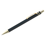 Ручка шариковая Berlingo "Silver Premium" синяя, 0,7мм,корпус черный/золото, кнопочн., пласт. футляр